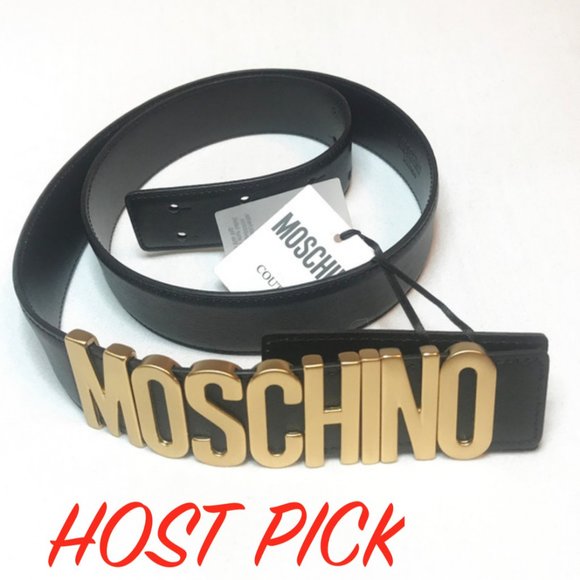 gemakkelijk lijden Toneelschrijver Moschino | Accessories | New Authentic Moschino Gold Matte Logo Black Belt  | Poshmark